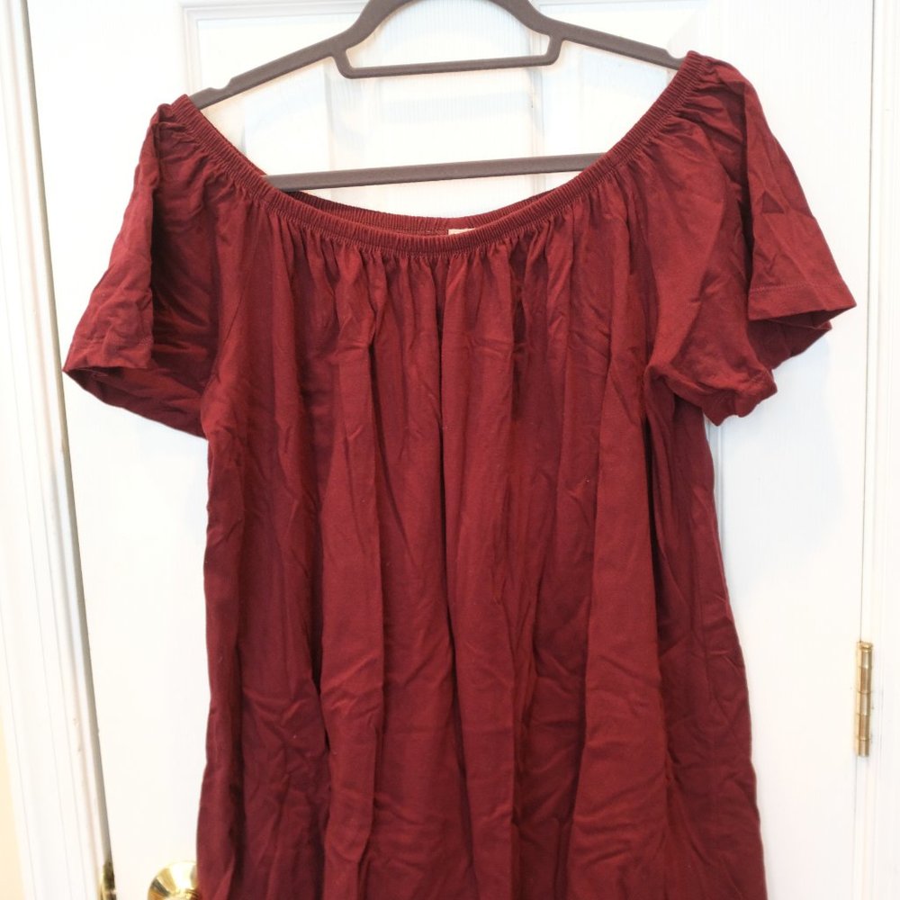 ASOS Burgundy Off the Shoulder  Mini Dress